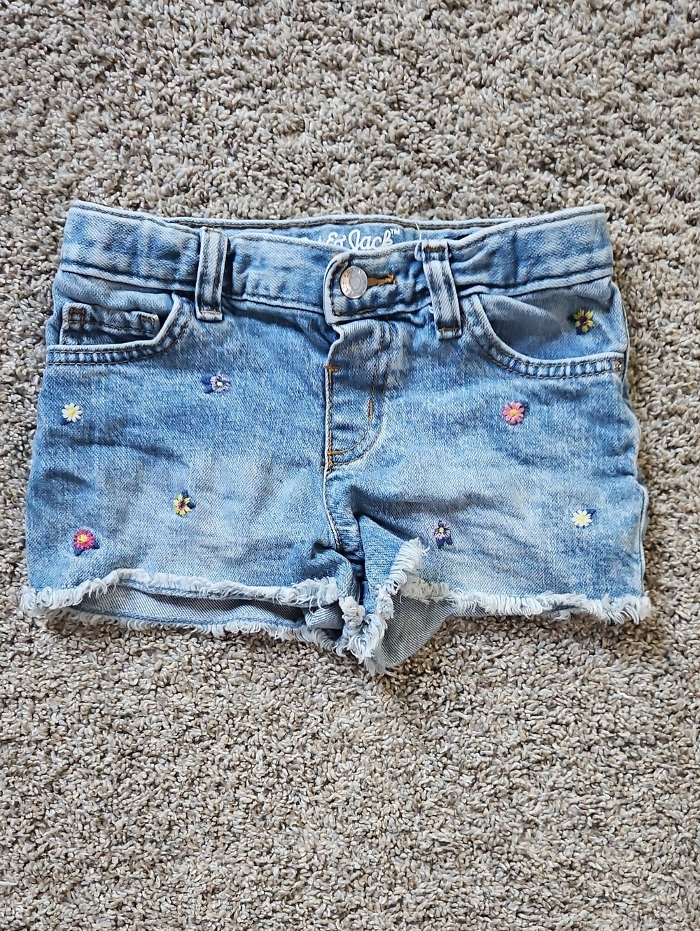 Cat & Jack Light Blue Denim Shorts with Tiny Floral Embroidery